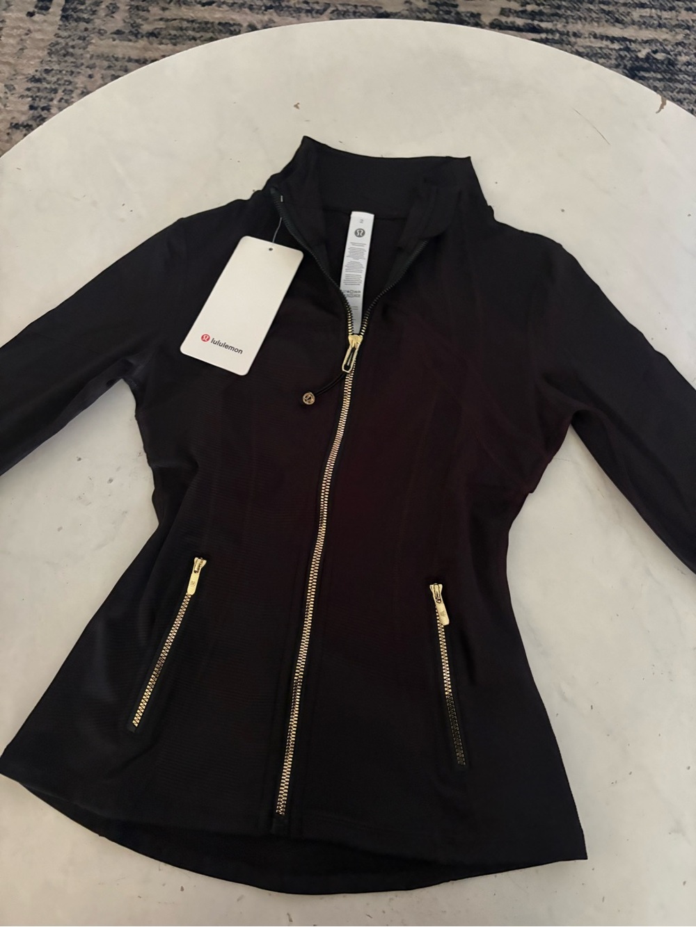 lululemon athletica Black Bomber Jacket with Gold Zippers